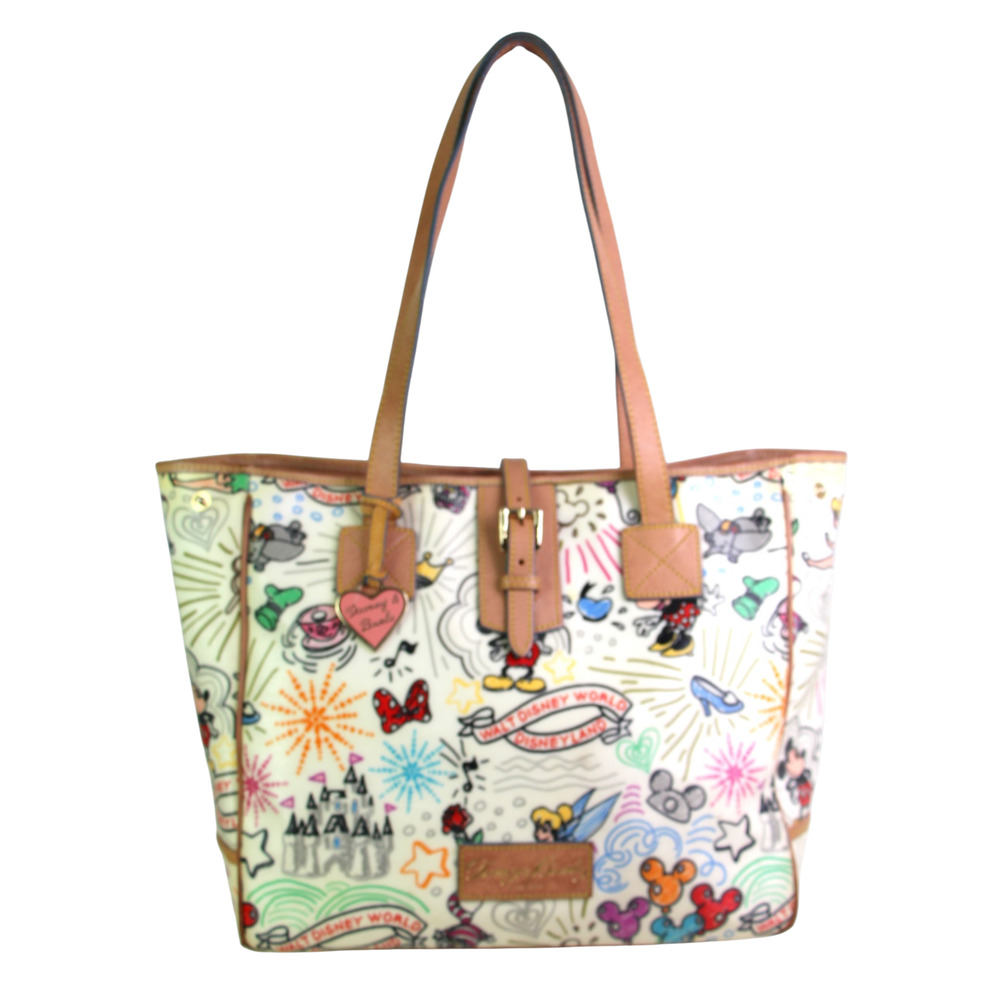 Dooney & Bourke Disney MULTICOLOR COATED CANVAS LEATHER TRIM SHOULDER BAG TOTE